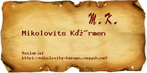 Mikolovits Kármen névjegykártya